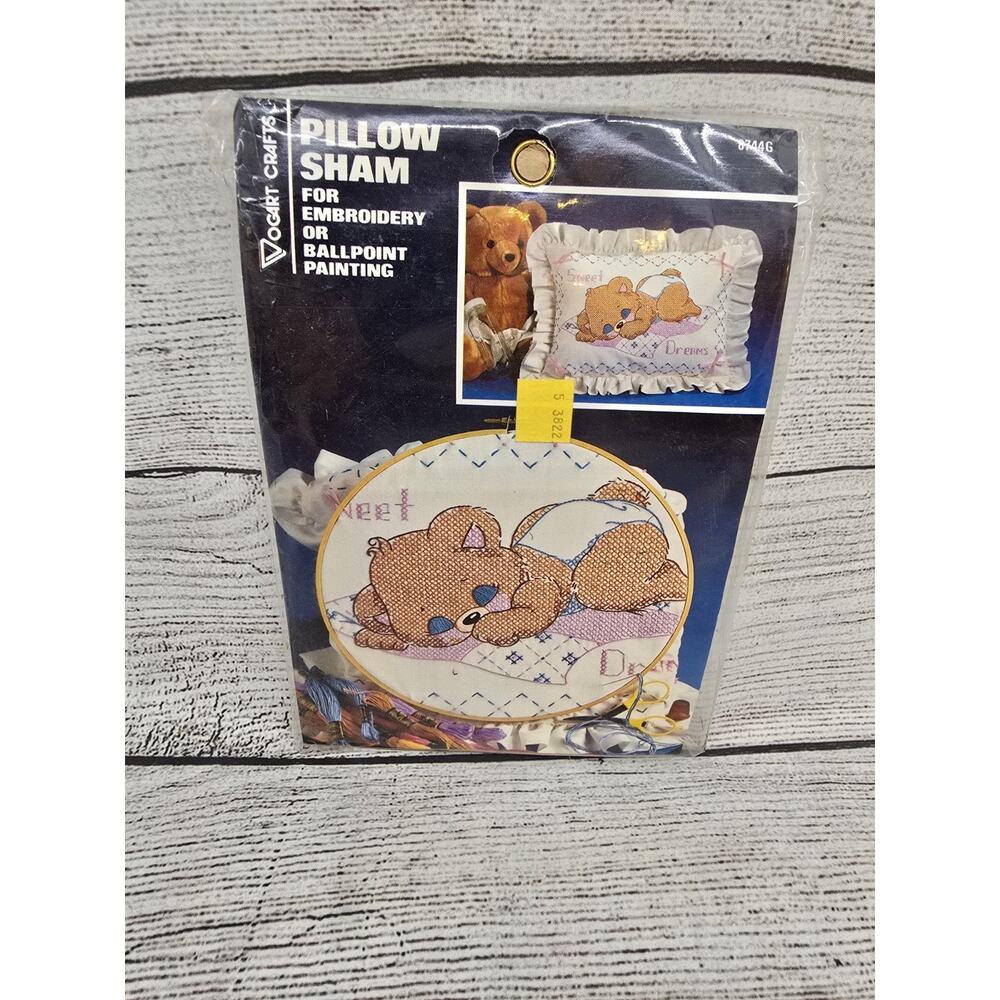 Vogart Crafts Pillow Sham embroidery ball point painting sweet dreams baby bear